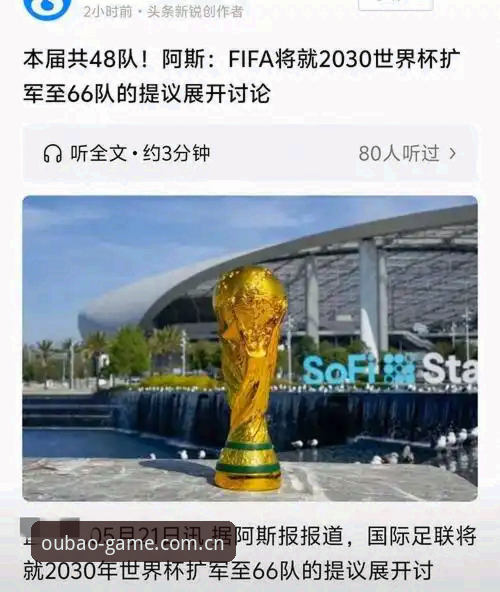 2030世界杯扩军至66队详解：中国男足迎来绝佳入场时机